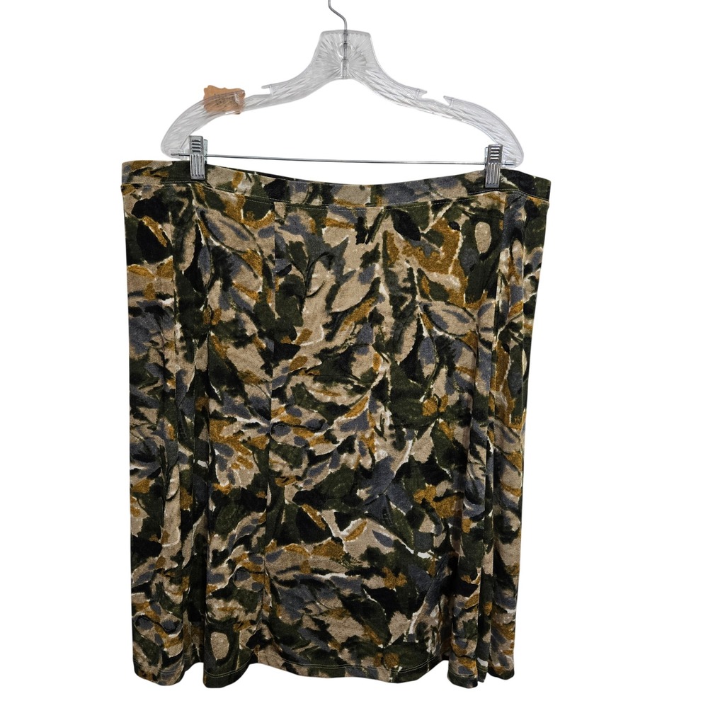 VTG Jaclyn Smith Womens XL Slinky Separates Abstract Floral Print Midi Skirt